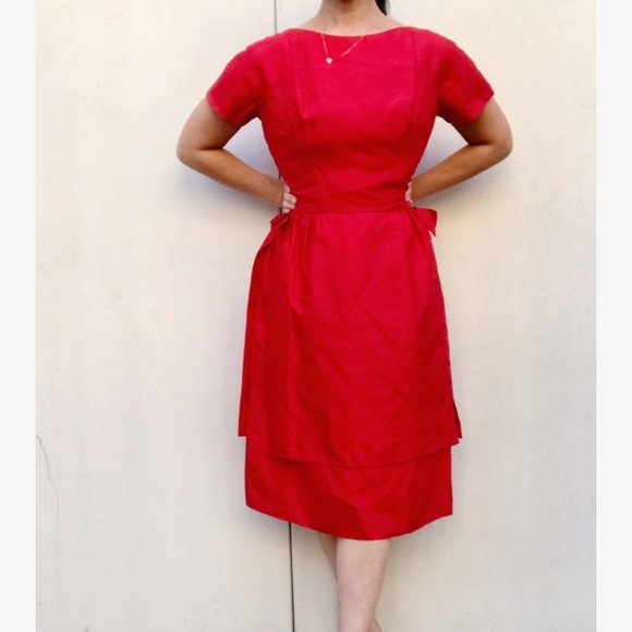 SOLD 1950s red wiggle dress pinup girl pencil - Picture 3 of 9